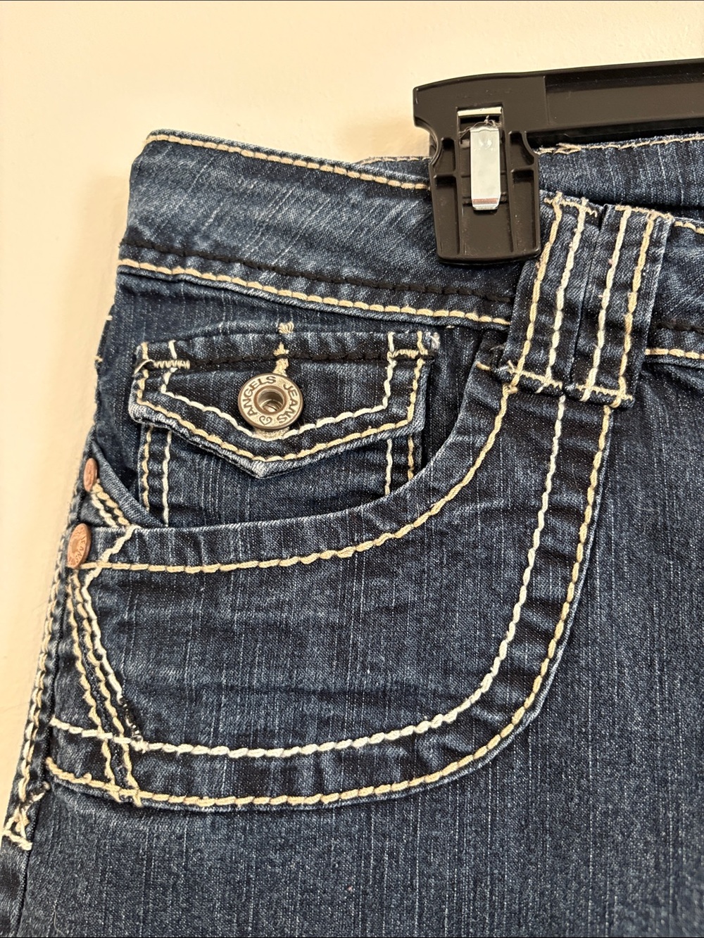 Sz 14 Angels Dark Blue Women's Denim stretch Jeans - Classic Straight Fit - Picture 3 of 5